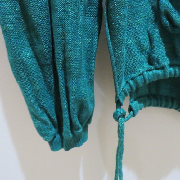 FREE PEOPLE Optimistic Linen Blend Hoodie Sweater in Kelly Green Casual Comfy - Picture 7 of 14